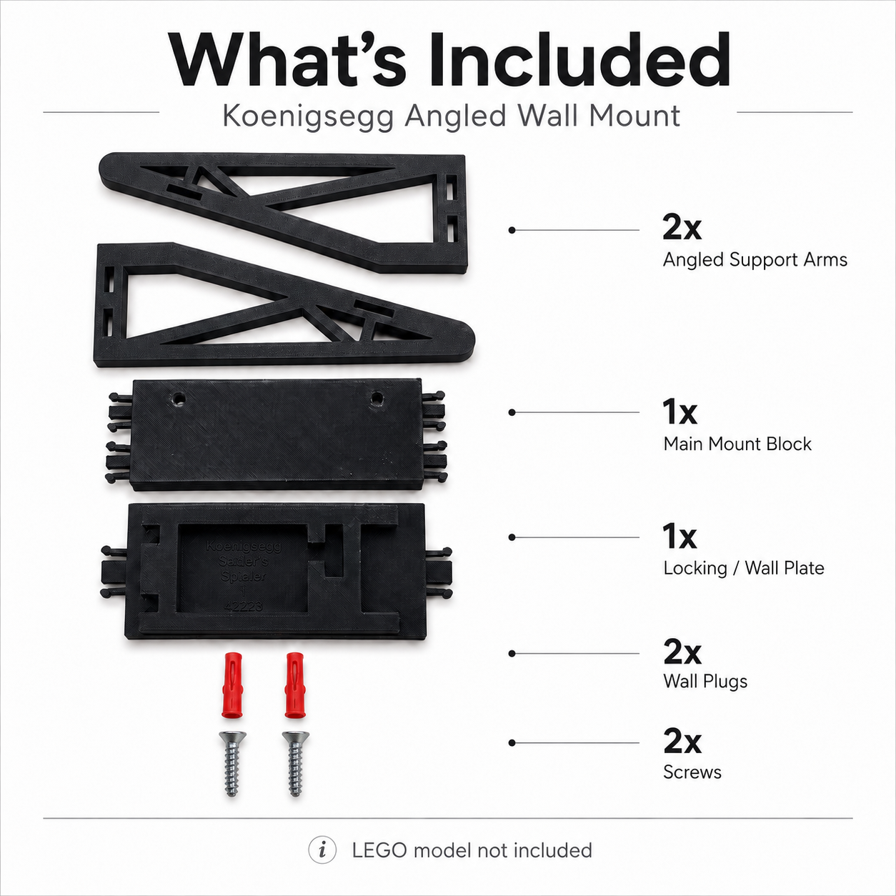 Angled Wall Mount for LEGO® Technic Koenigsegg Sadair’s Spear 42232