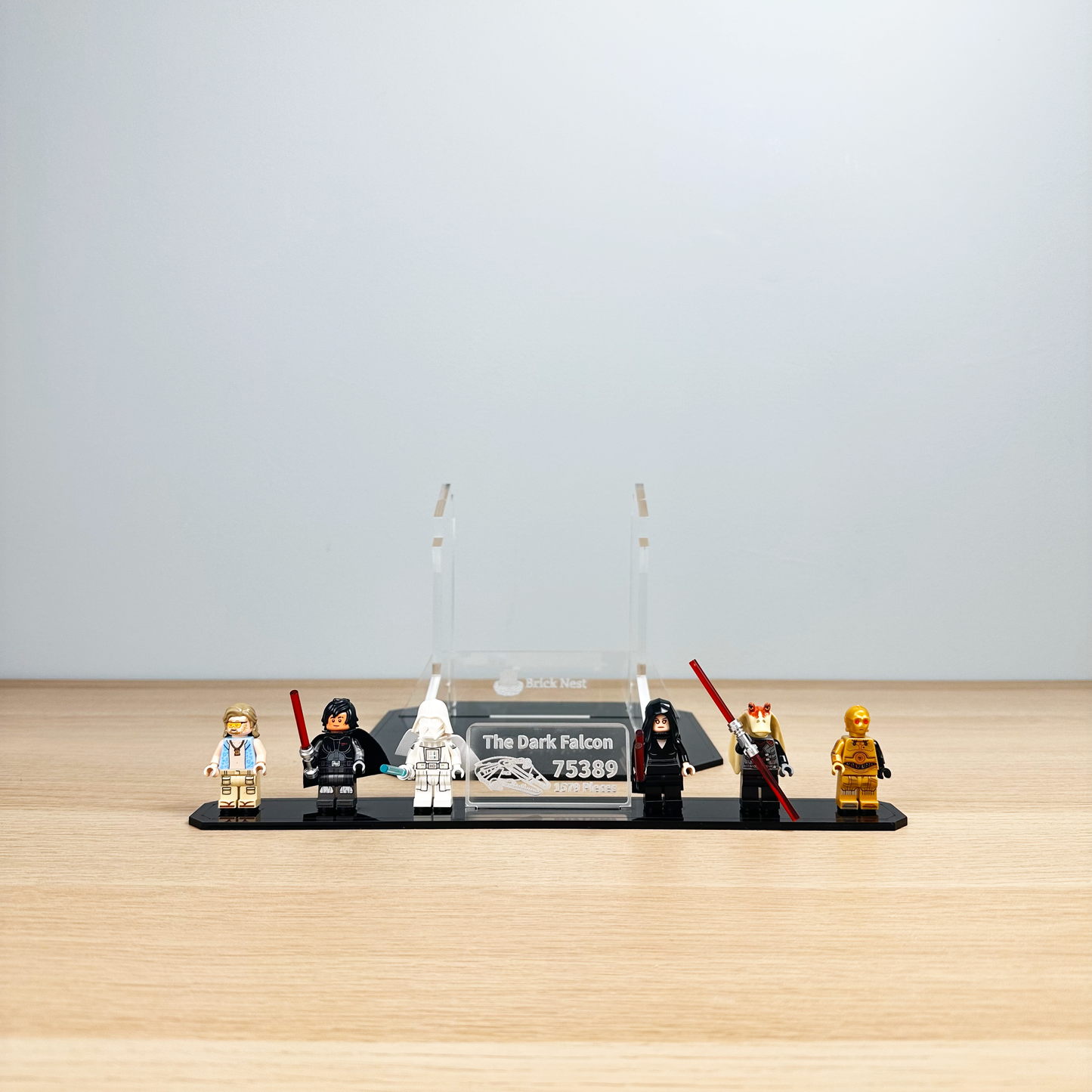 Acrylic Display Stand with Black Base Plate for LEGO® Dark Falcon 75389