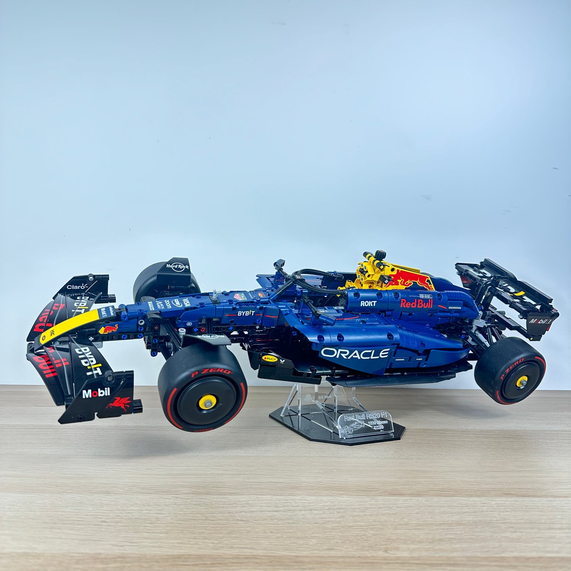 Lego Redbull F1 Display Stand Strong sturdy and custom made perfecto for collectors. Affordable alternative to wicked brick and other lego display stands