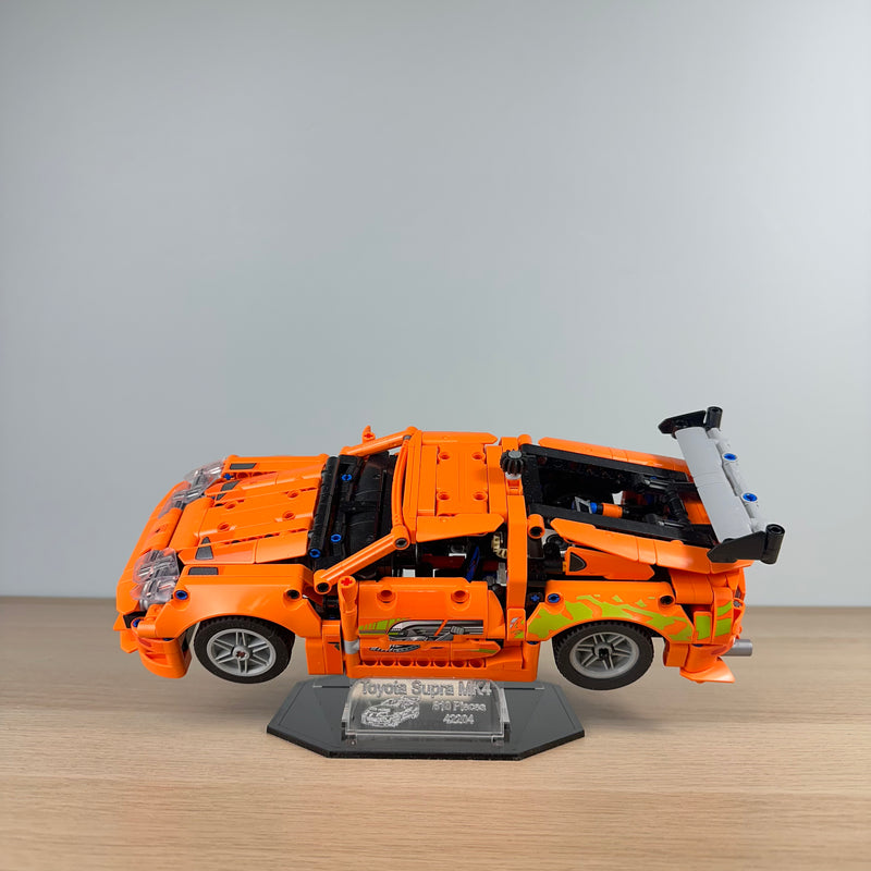 Lego Toyota Supra MK4 Acrylic Display Stand with Black Base Plate