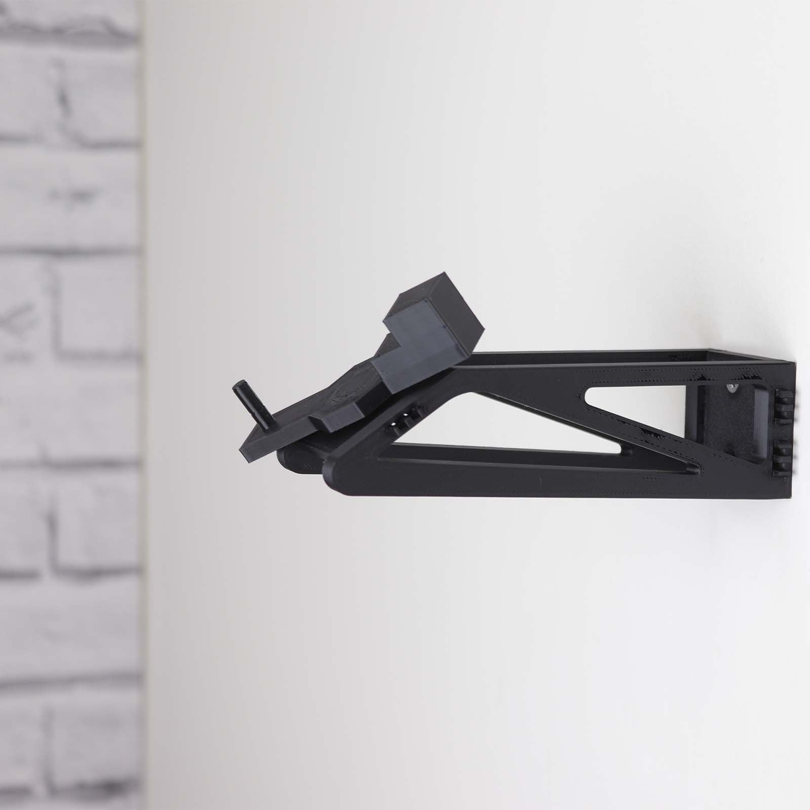 Wall mount display stand for lego tie bomber angled off wall home storage 75347