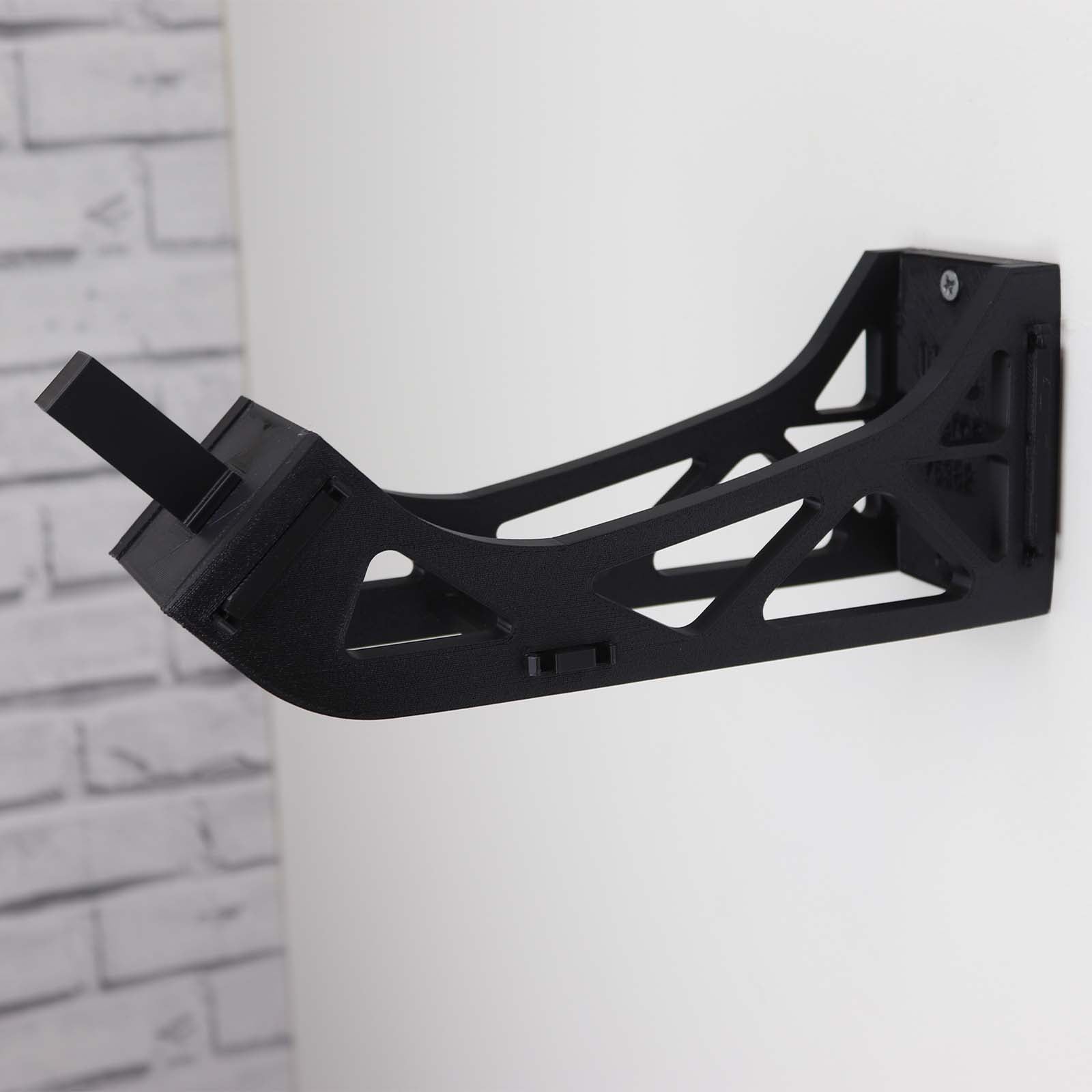 Wall mount display stand for lego Tie interceptor Star Wars angled off wall home storage