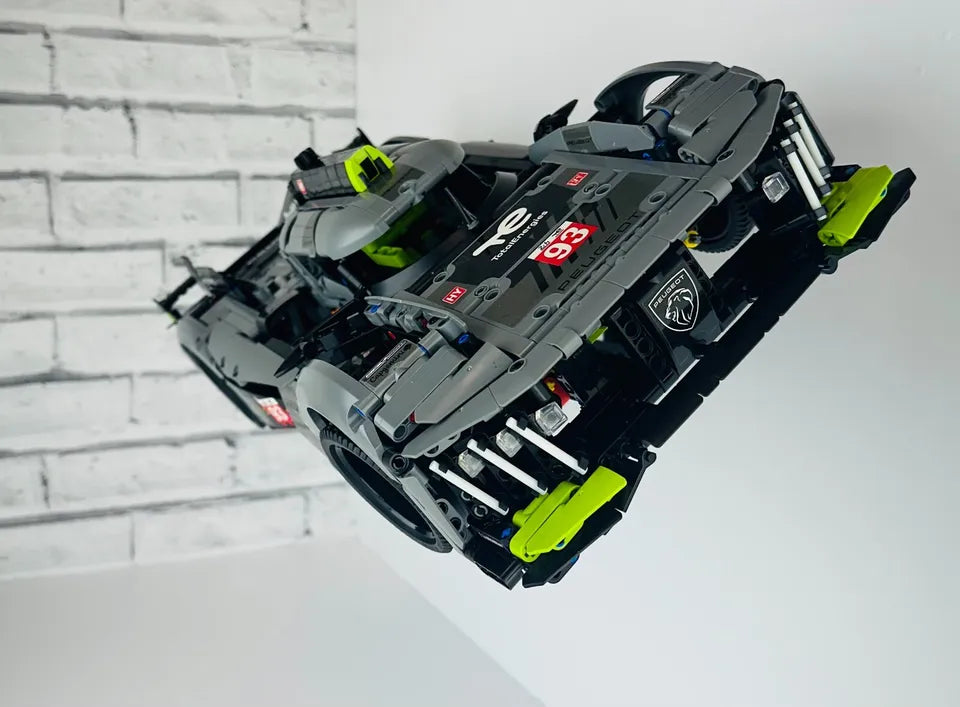 Wall mount display stand for lego Peugeot Le mans 9x8 42156 angled off wall home storage