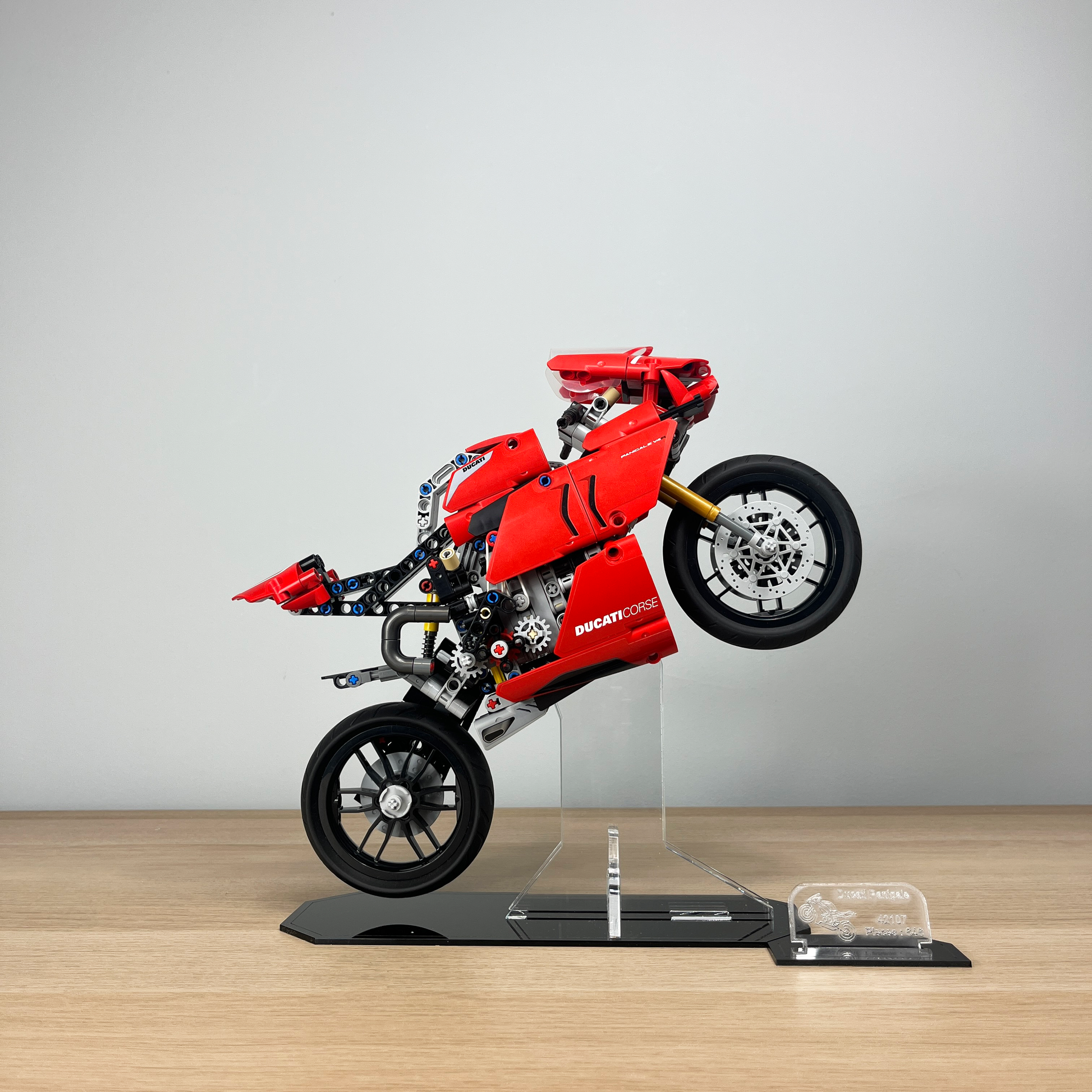 Lego Ducati Acrylic Stand with Base plate in angled position