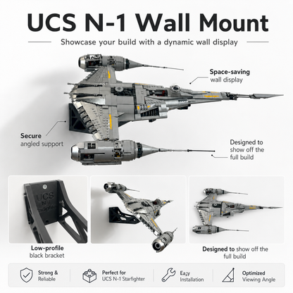 Space saving wall mount for LEGO UCS Mandalorian N-1 Starfighter 75442