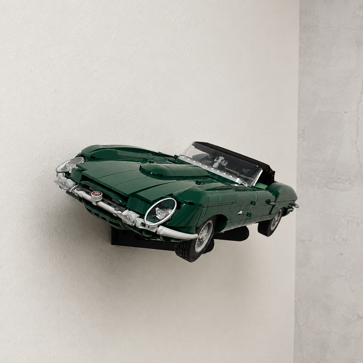 LEGO Jaguar E-Type wall display for a collector’s room