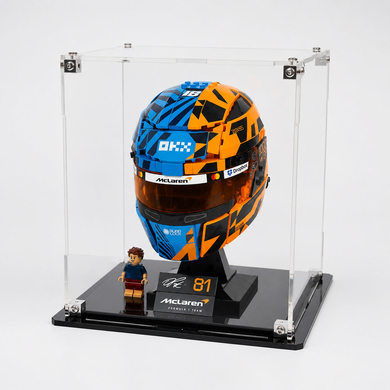 Dust protection case for LEGO F1 helmet collector set