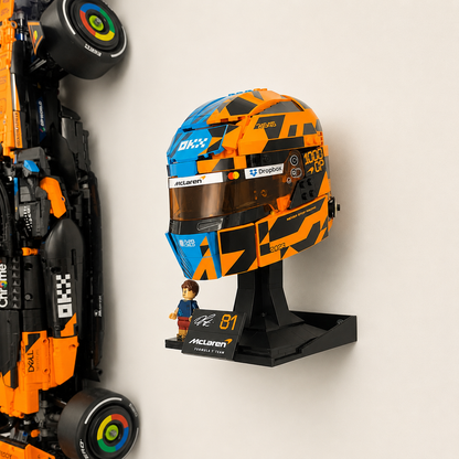 Wall mount compatible with LEGO F1 McLaren helmet set 43017