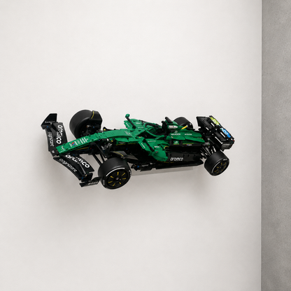 Space-saving BrickNest wall display for the large 1:8-scale LEGO Technic Aston Martin Aramco AMR25 F1 Car