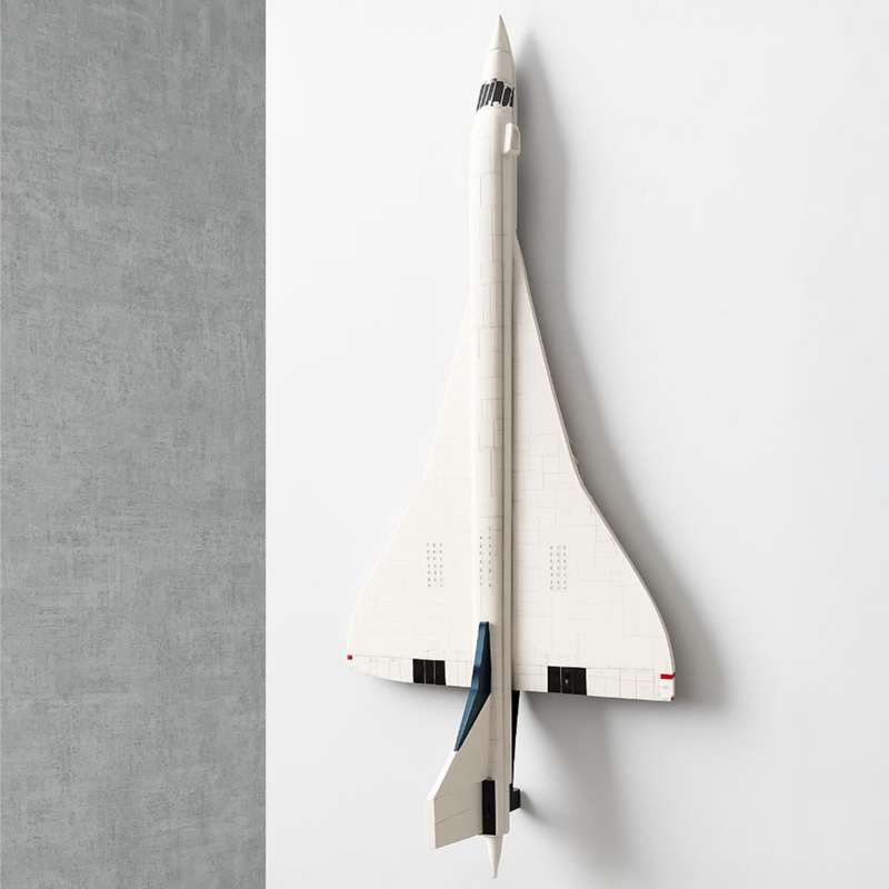 LEGO Icons Concorde 10318 displayed vertically on a BrickNest wall mount