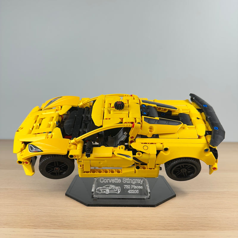Lego Chevrolet Corvette Stingray Acrylic Display Stand with Black Base