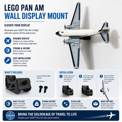 LEGO airplane wall mount compatible with PAN AM Airliner 11378