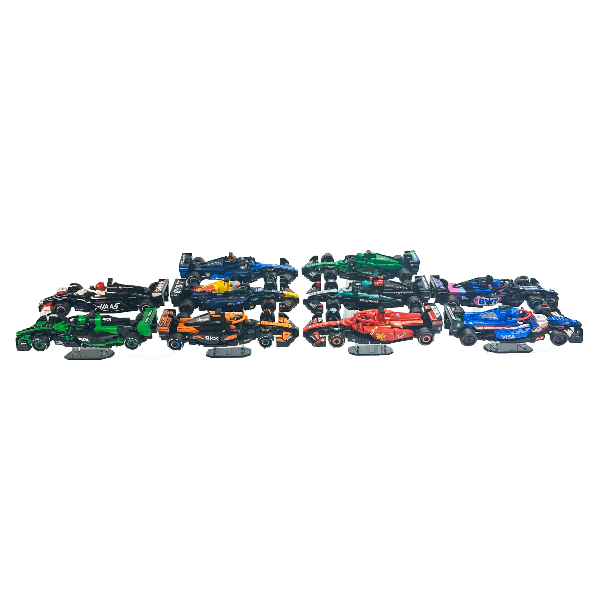 Set of three acrylic risers for displaying LEGO F1 Speed Champions sets