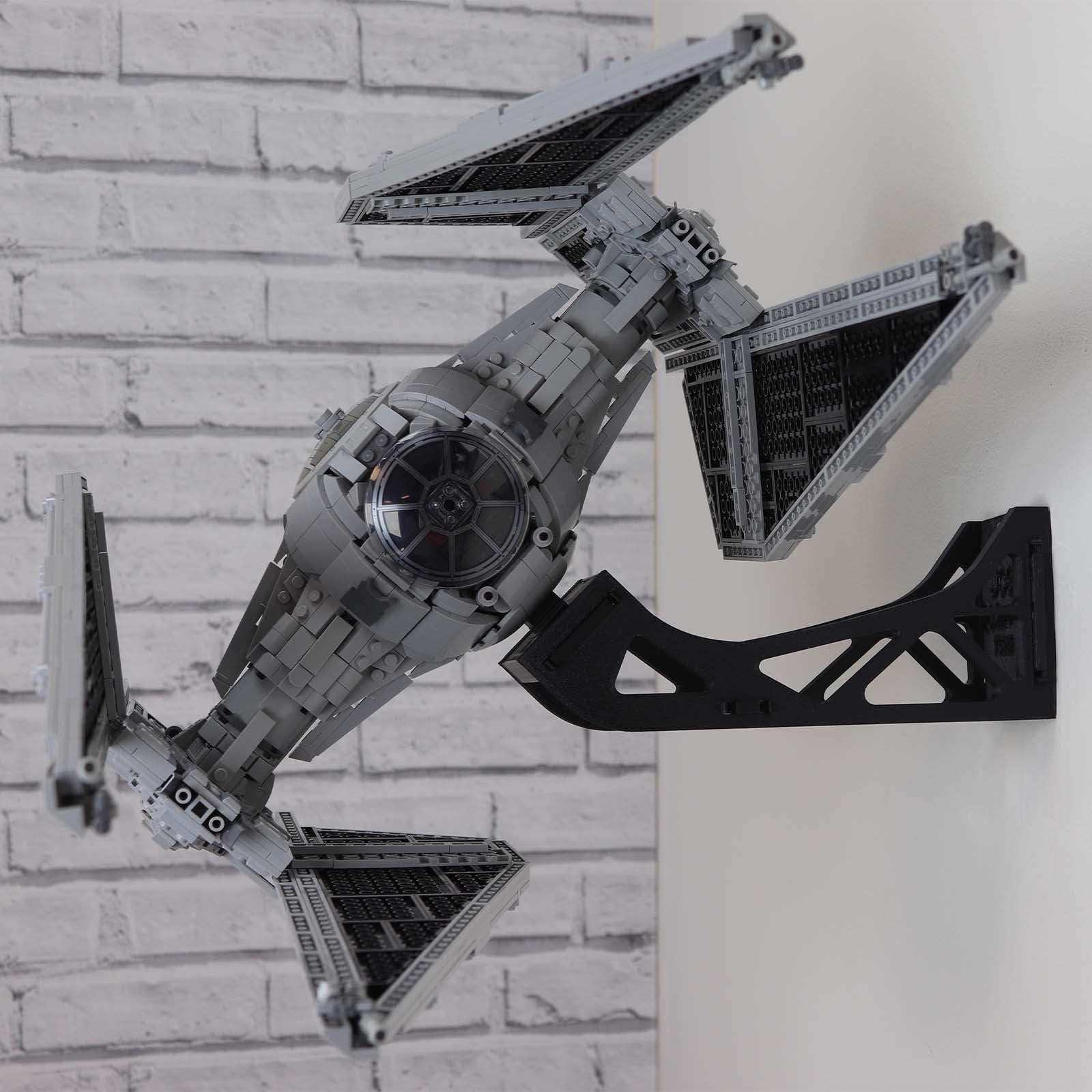  Wall mount display stand for lego Tie interceptor Star Wars angled off wall home storage