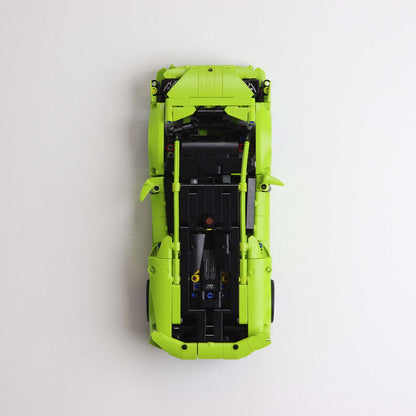 Vertical wall mount display stand holding LEGO® Lamborghini Huracán models 42161 and 42196, presenting the cars at an angled position on the wall for optimal display.

