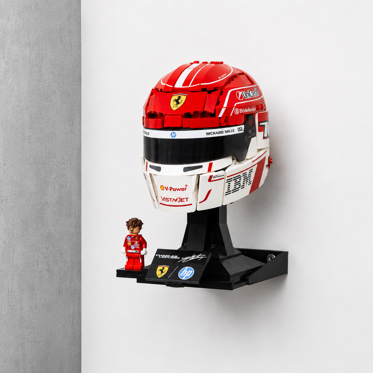 BrickNest wall display mount for LEGO Ferrari racing helmet