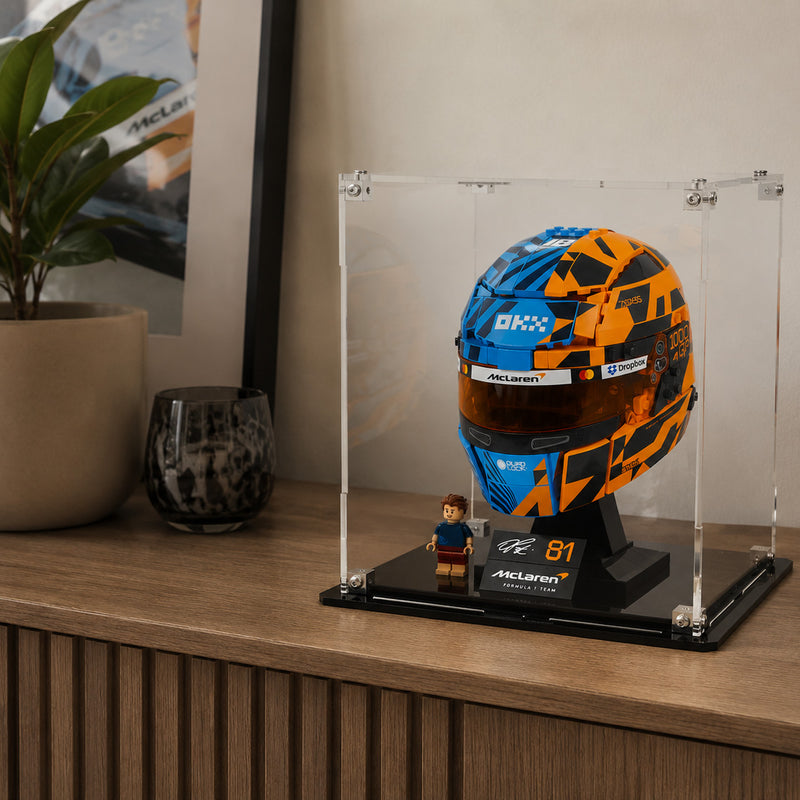Acrylic display case compatible with LEGO Formula One Helmet sets